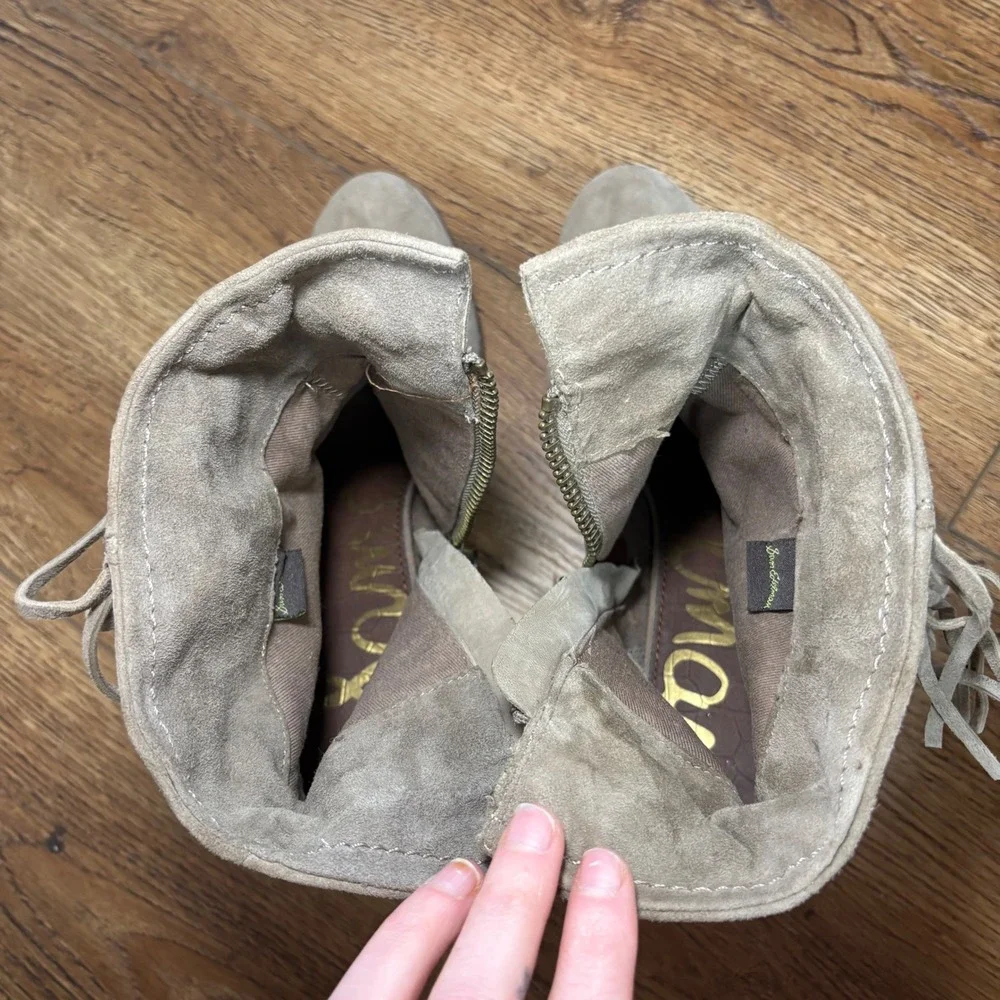 Sam Edelman Louie Tan Suede Fringe Ankle Boots Womens 10 M Western Festival Boho